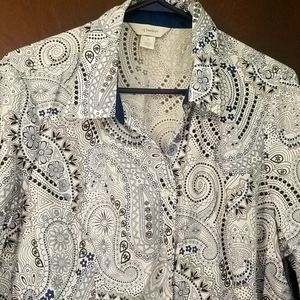 A blue figured blouse